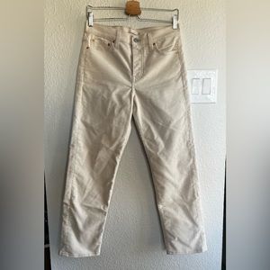 Levi’s Premium Wedgie Straight cream corduroy pants, size 28, inseam 28